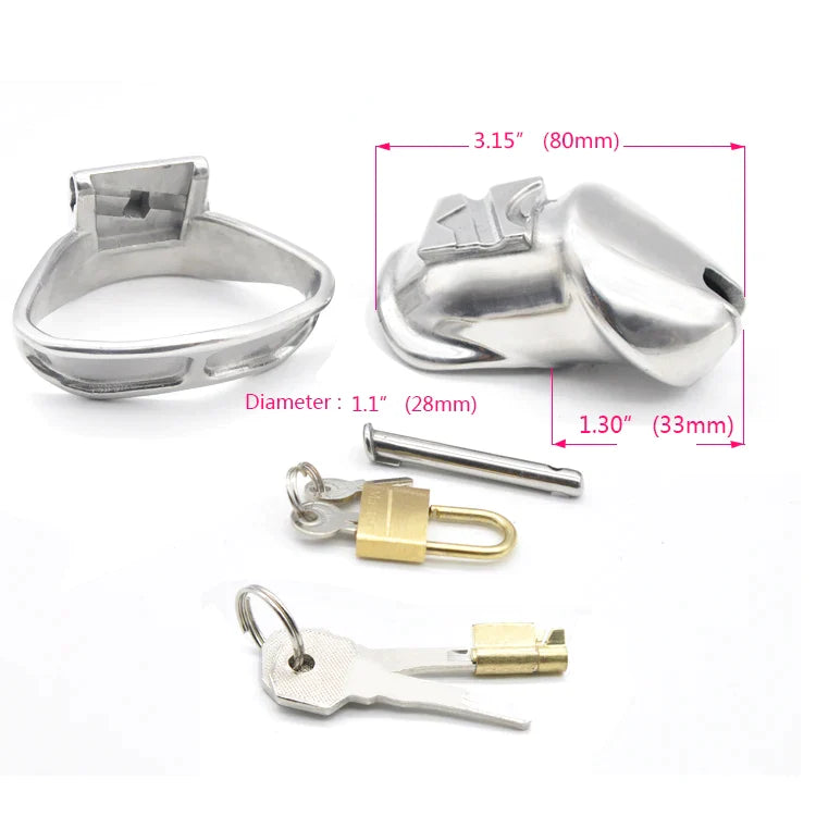 Metall-Keuschheits-Käfig 316L Edelstahl Kleiner Penis-Käfig mit breitem Ring - Peniskäfig