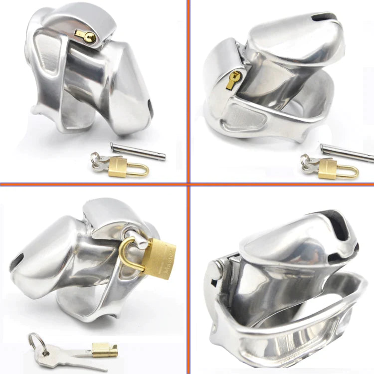 Metall-Keuschheits-Käfig 316L Edelstahl Kleiner Penis-Käfig mit breitem Ring - Peniskäfig