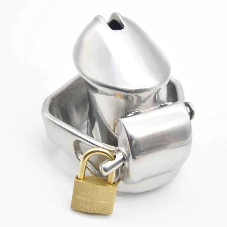 Metall-Keuschheits-Käfig 316L Edelstahl Kleiner Penis-Käfig mit breitem Ring - Peniskäfig