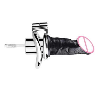 inverted chastity cage with realistic dildo