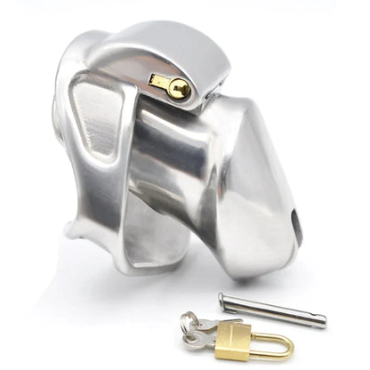 Metall-Keuschheits-Käfig 316L Edelstahl Kleiner Penis-Käfig mit breitem Ring - Peniskäfig