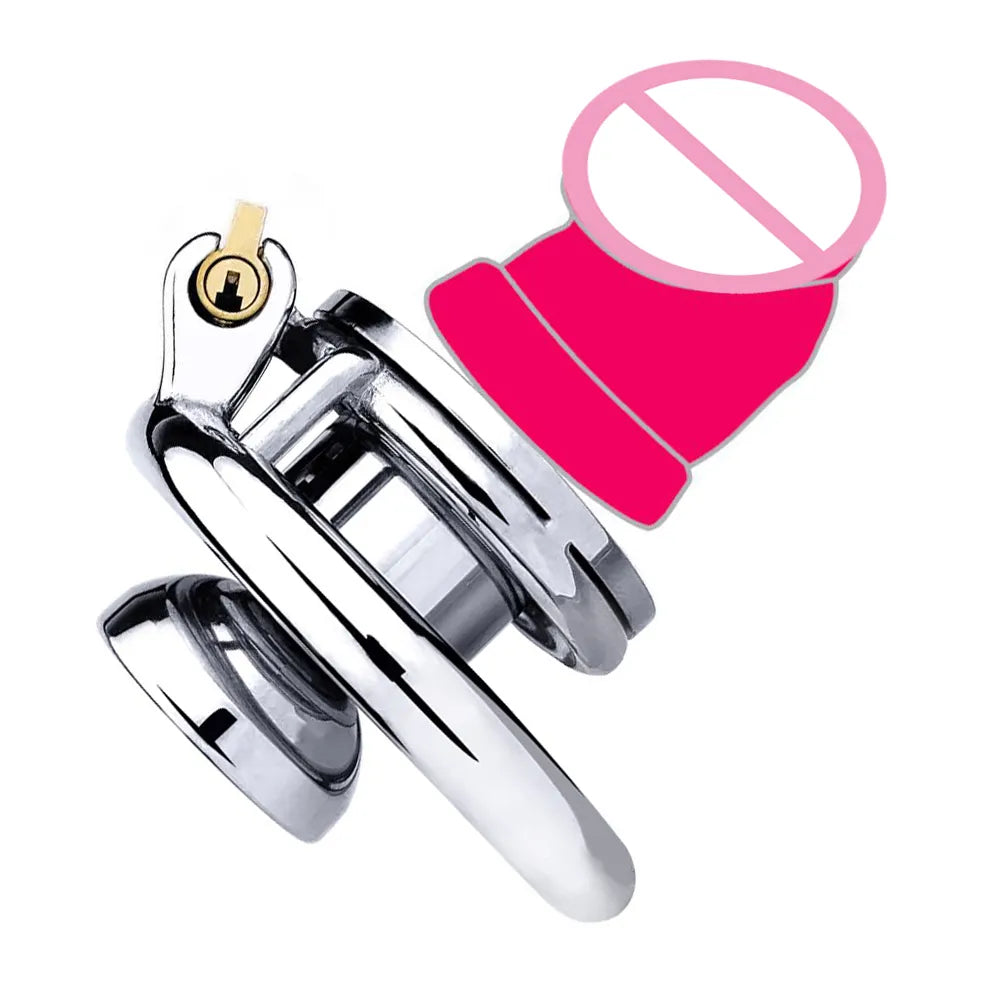 Flat Inverted Chastity Cage with Small Dildo - Peniskäfig