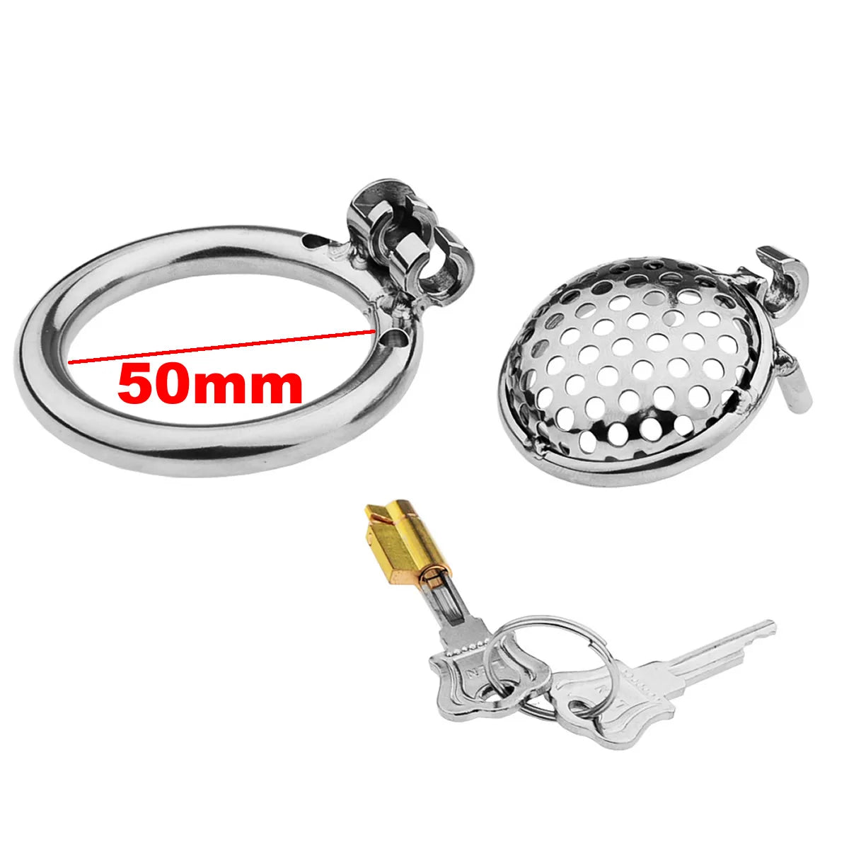 Male Metal Chastity cage Flat Breathable Round Hole Chastity Device Sissy Sex Toys BDSM - Peniskäfig