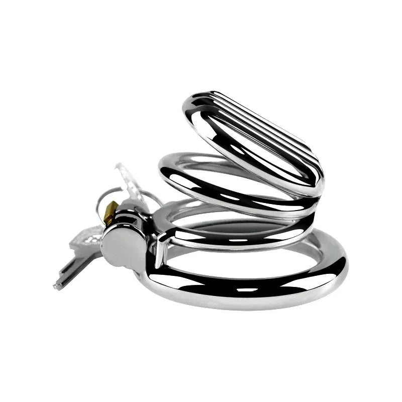 Stainless Steel Flat Chastity Cage Set Small Cock Cage For Men - 3 Sizes - Peniskäfig