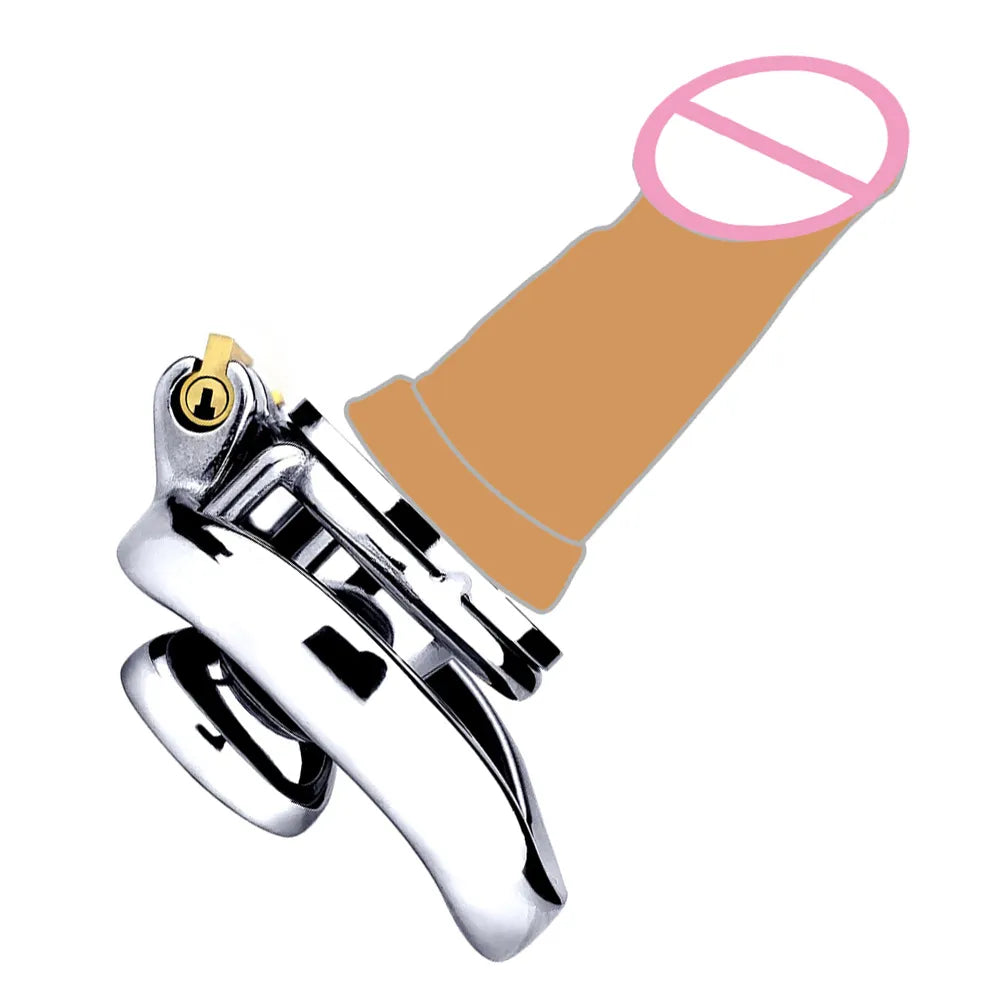 Flat Inverted Chastity Cage with Large Dildo - Peniskäfig