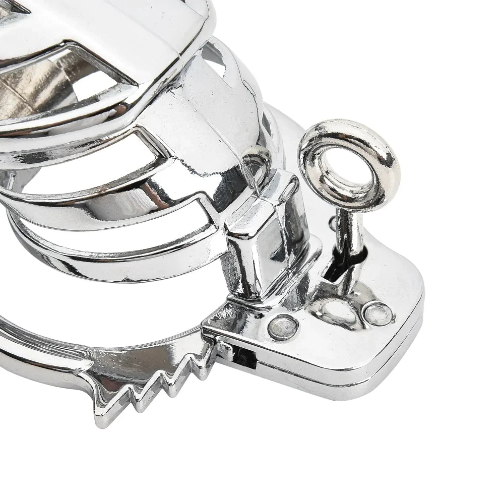 Metal Male Small Chastity Cage with Adjustable Spiked Ring Lock - Peniskäfig