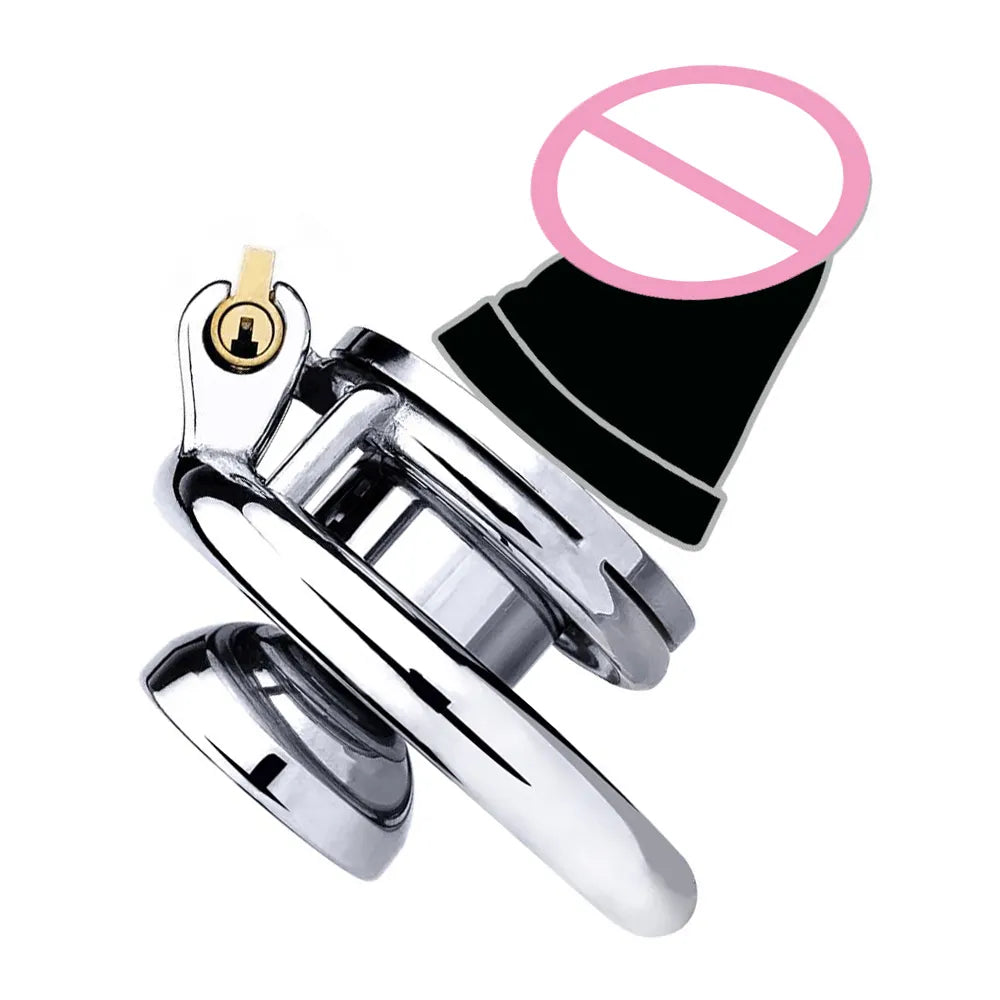 Flat Inverted Chastity Cage with Medium Dildo - Peniskäfig