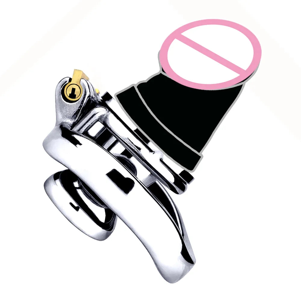 Flat Inverted Chastity Cage with Medium Dildo - Peniskäfig