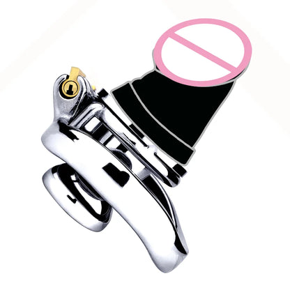 Flat Inverted Chastity Cage with Medium Dildo - Peniskäfig