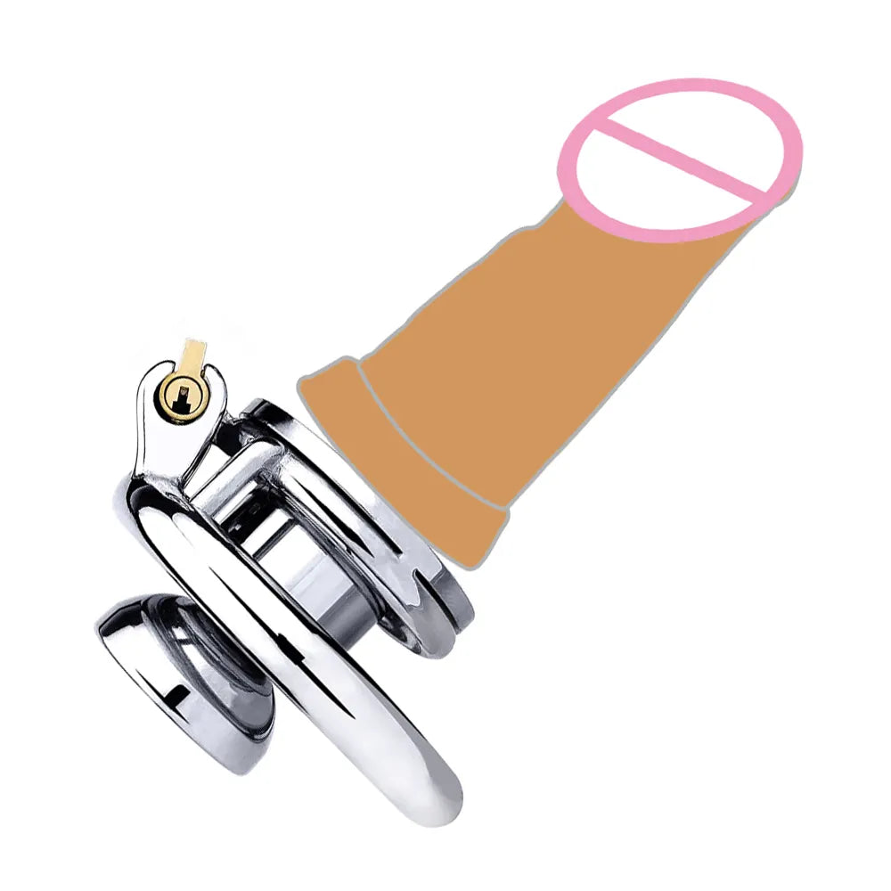 Flat Inverted Chastity Cage with Large Dildo - Peniskäfig