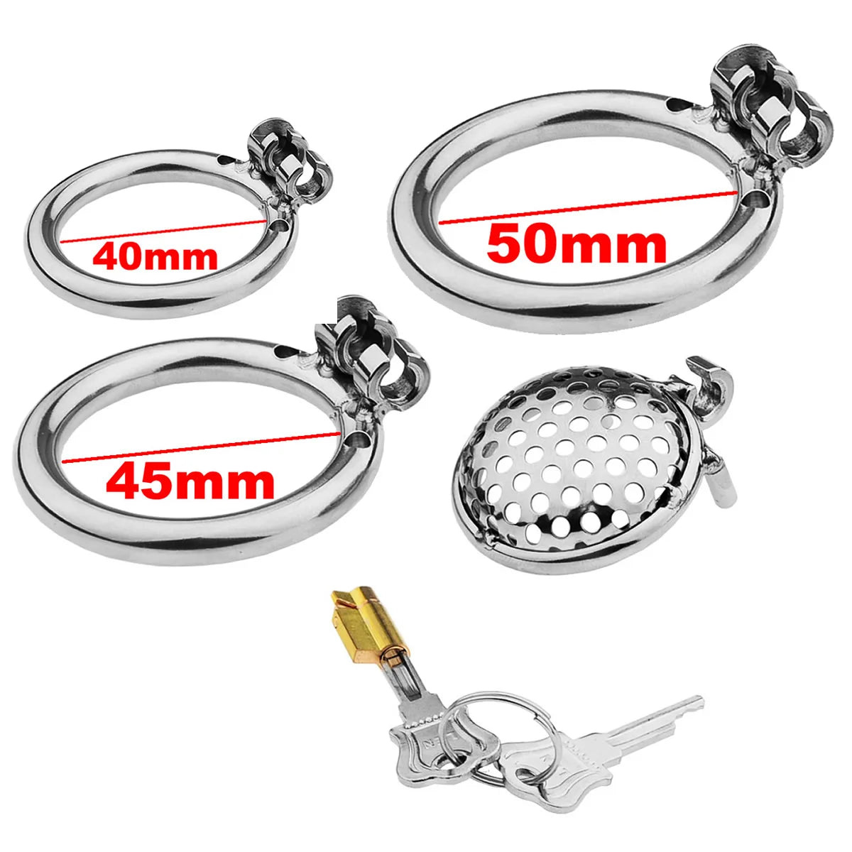 Male Metal Chastity cage Flat Breathable Round Hole Chastity Device Sissy Sex Toys BDSM - Peniskäfig